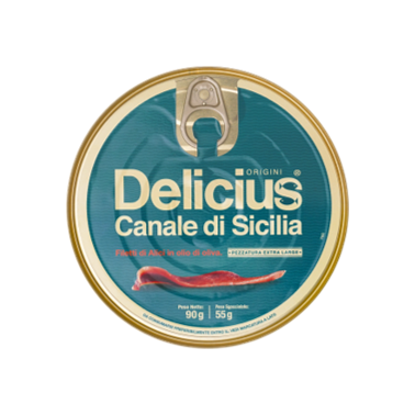 Sicilian Strait anchovies fillets in olive oil, 90g